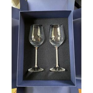 Swarovski Stemware White Wine Glasses Crystalline 662566 New in Box Rare! 8 1/4"